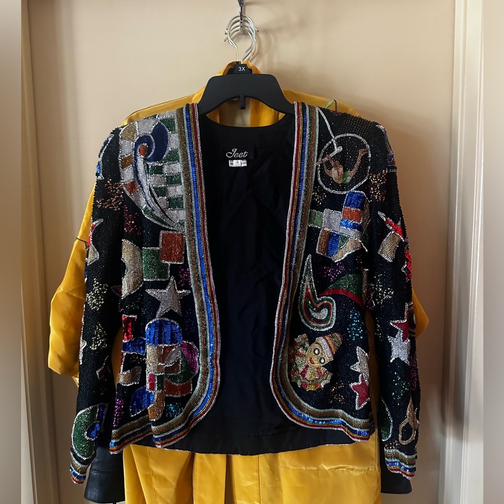 Whimsical Beaded & Sequins Rare Circus Theme Jacket